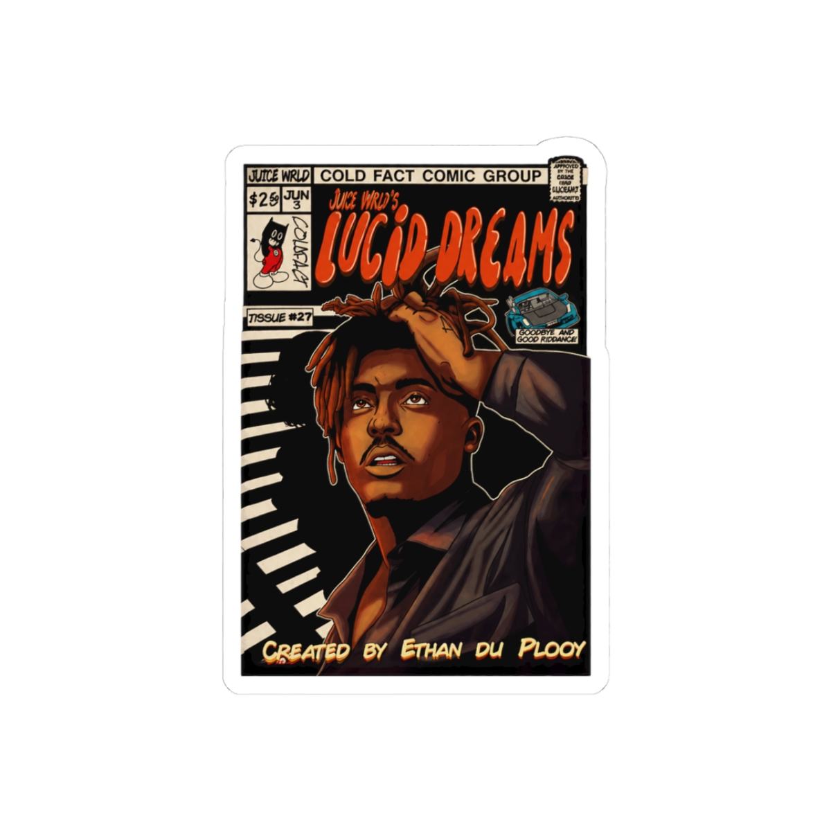 Juice WRLD Comic Book Cover Hip Hop Rap Sticker - Album Fan Decal