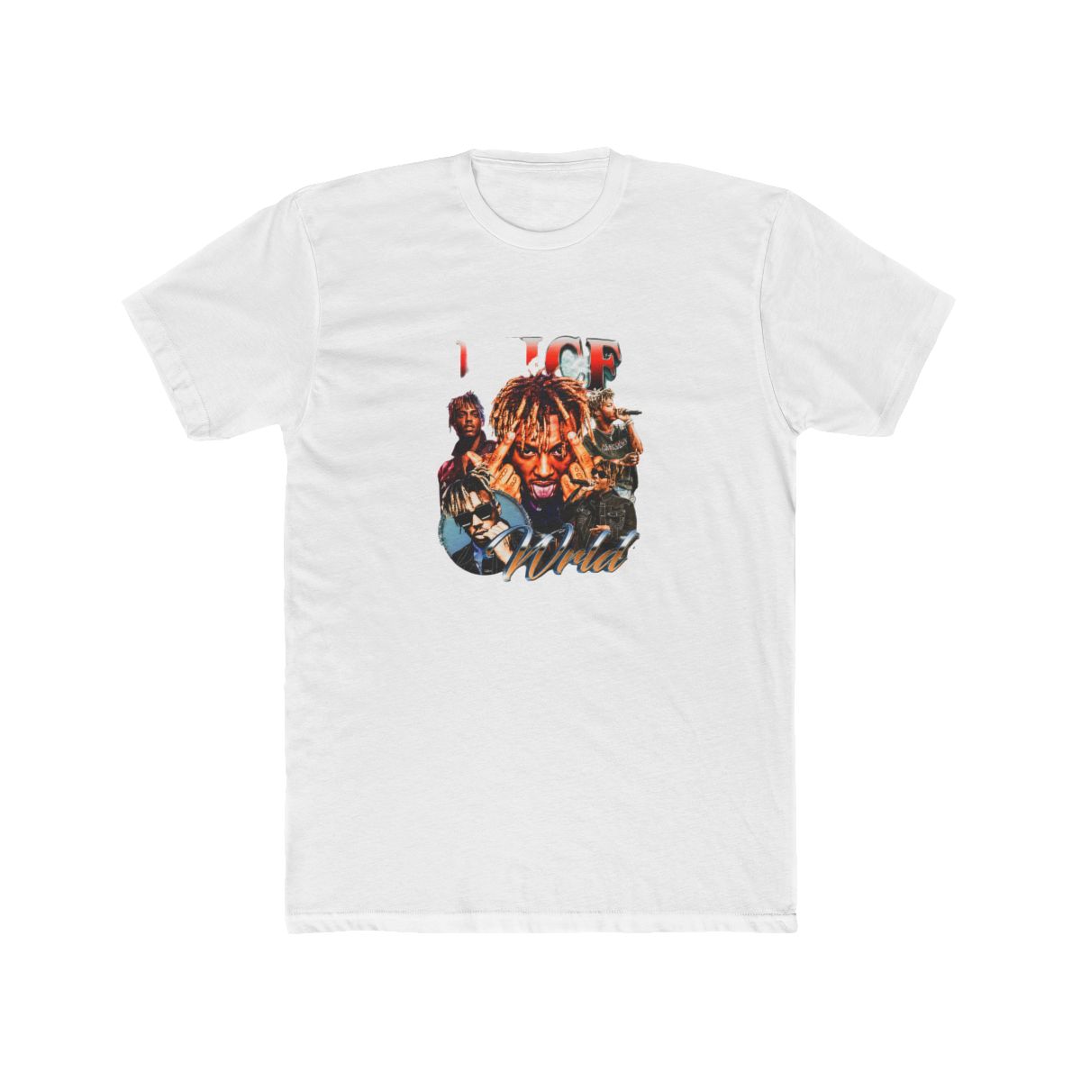 featuring a style graphic of Juice Wrld. The graphic includes a collage of images T-Shirt — official Juice WRLD t-shirts