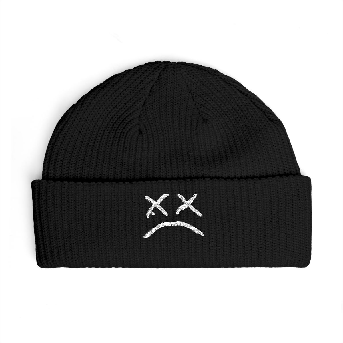 Beanie Hat for Men Women with Sad Face Cuffed Plain Skull Knit Cap Intended for Lil Peep | Juice WRLD - Juice WRLD official Hats & Caps merch