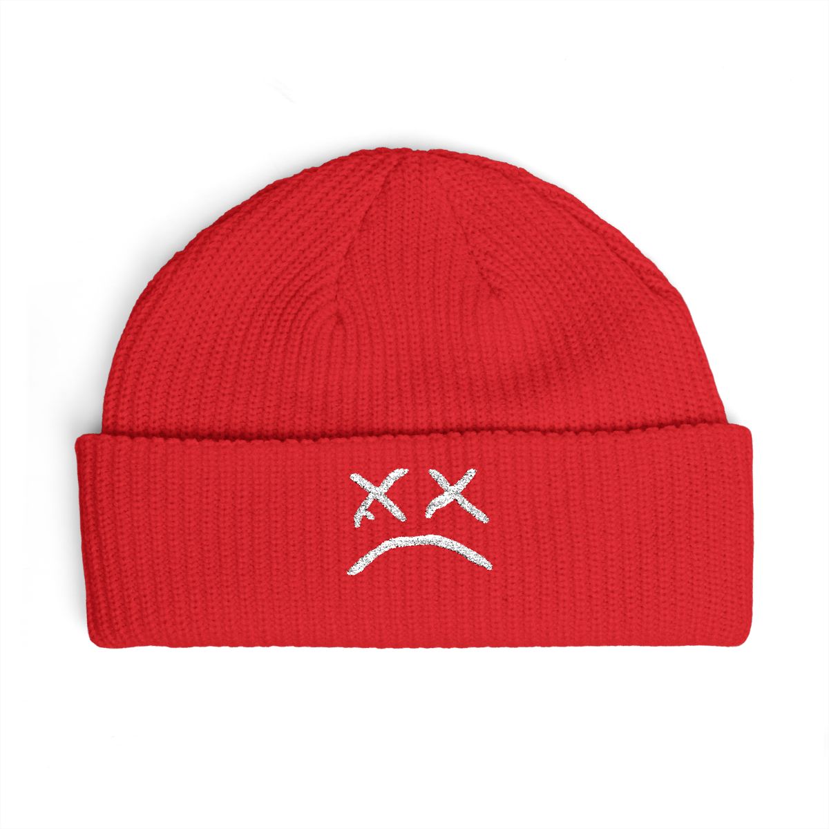 Beanie Hat for Men Women with Sad Face Cuffed Plain Skull Knit Cap Intended for Lil Peep | Juice WRLD - Official hats merchandise